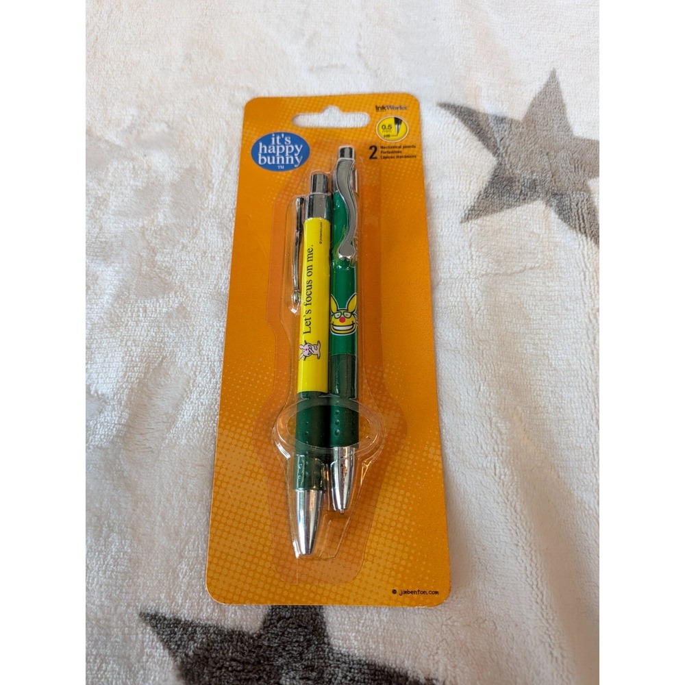 Y2K Vintage  It's Happy Bunny Set of 2 Mechanical Pencils New In Package